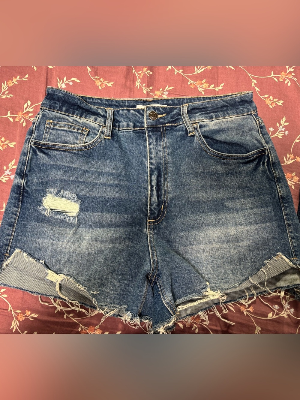 Women’s Blue Denim Distressed Shorts